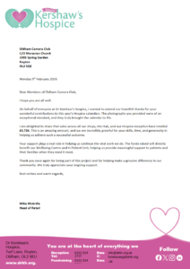 Letter from Kershaw's Hospice to OCC